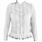 Alexis Vintage White Ruffle Lace Long Sleeve Button Up Blouse Regency Victorian