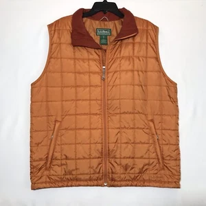 LL Bean Mens Puffer Vest Full Zip Orange Vest Lightweight Quilted Size XL Tall - Picture 1 of 14