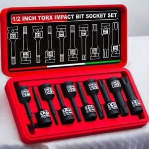 KIRXST Kraft Torx Bit Set di dadi per avvitatori a percussione 1/2 pollice, T25 - T80, 10 pezzi... - Foto 1 di 3