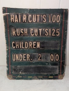 Antik Vintage Friseursalon Pappe Thekenaufsteller Preisliste handbemalt - Bild 1 von 11