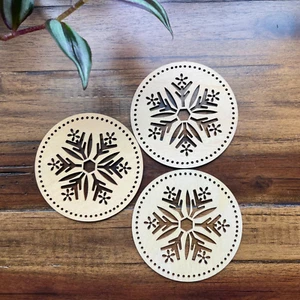 Pack of 3 Wooden Basket Bases/Bottoms with Holes for Pine Needle Baskets - Picture 1 of 8