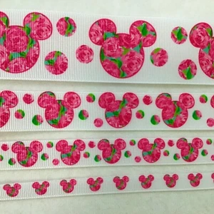 Mickey Mouse floral Grosgrain ribbon BTY First Impression 3/8" 5/8" 7/8" 1.5"  - Picture 1 of 1