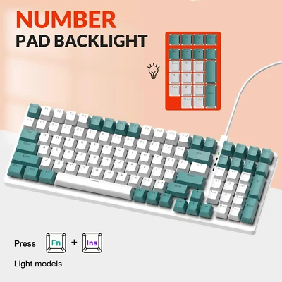 Clearance sale K3 Wired 98 Keys Mechanical Gaming Keyboard RGB Backlit Ergonomic - image 1 of 4