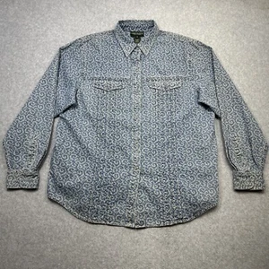 Lauren Ralph Lauren Top 16 Blue Floral Denim Snap Ranch Casual Chic Western - Picture 1 of 16