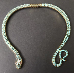 Vintage Türkis Strass Schlangenkette - Bild 1 von 3