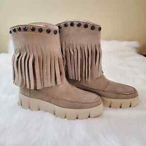 Geox Size 7 Ghoula Fringe Suede Studded Boots MSRP $225 