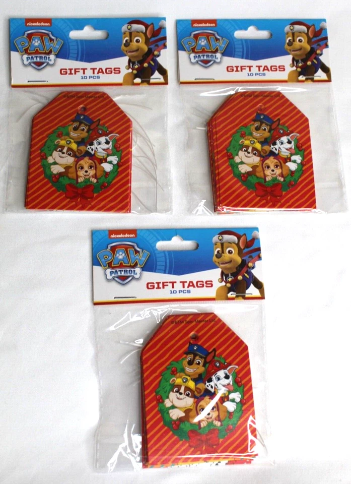 Nickelodeon Paw Patrol Christmas Gift Tags 30 Total Red Spin Master
