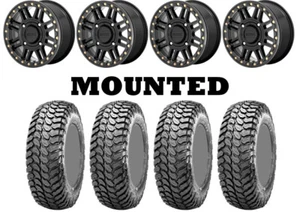 Kit 4 Maxxis Liberty Tires 32x10-15 on KMC KS250 Cage Beadlock Black Wheels TER - Picture 1 of 5