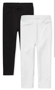 NWT The Children's Place Toddler Girls' 2 Pack Basic Leggings Black/White Sz 4 - Picture 1 of 6