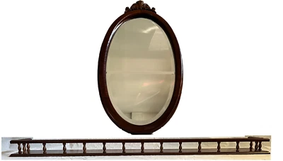 Espejo Madera Ovalado (Biselado) con Estante y 3 Soportes Madera Foto 1 de 4
