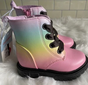 Toddler Girls' Amaya Rainbow Zipper Lace-Up Combat Boots - Cat & Jack-SIZE 5 New - Picture 1 of 4