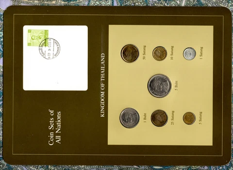 Coin Sets of All Nations Thailand 1957-1982 UNC Green stamp 5 Baht 1979 Cover