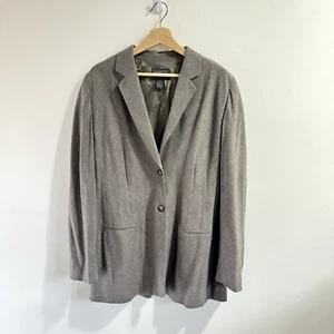 Vintage 90s Y2K Lafayette 148 Blazer Jacket Size 14 Wool Oversized Gray Taupe - Picture 1 of 9