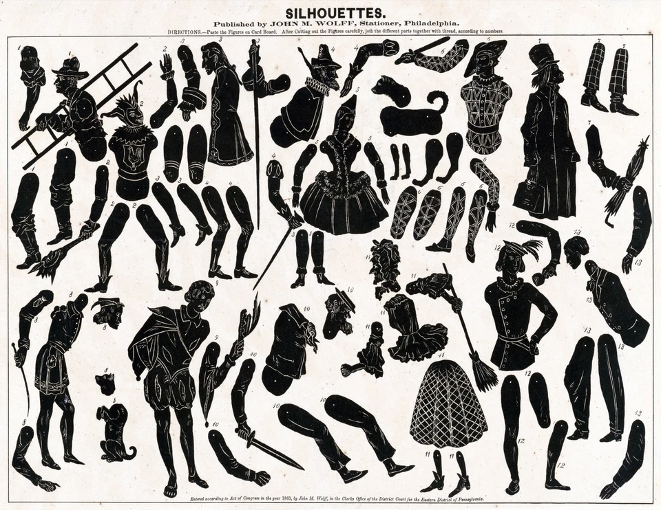 Wall Decor Poster.Home Room interior.Victorian Silhouettes.Children cutout.11628 - Image 1 of 1