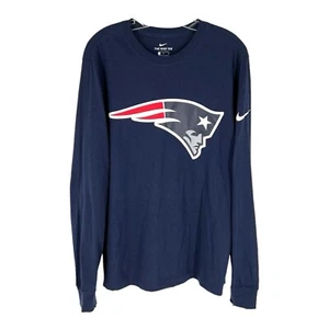 New England Patriots Shirt Mens Size Medium Navy NFL Nike Tee Long Sleeve NEW - Picture 1 of 8