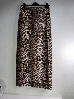 Silk Road Daughters Midi front slit denim skirt Leopard Print Size 10 BNWT NEW - Image 1 of 4