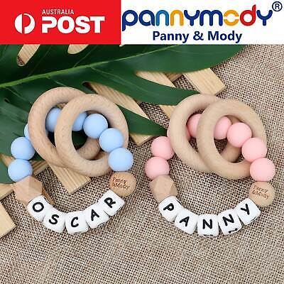 Personalised Rattle Teether Rings With Name For Boys Girls Baby Shower Gift • 23.99$