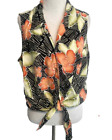 Vintage Tommy Bahama Womens Blouse Floral Print Waist Tie Button Down Size XS