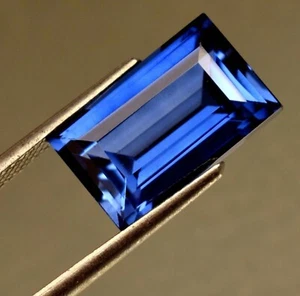 Zafiro azul natural corindón piedras preciosas sueltas corte baguette 12-13 certificado CtEGL - Imagen 1 de 5