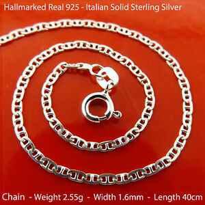 Necklace Real Hallmarked 925 Solid Sterling Silver Ladies Pendant Chain 40cm