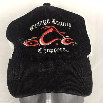 Orange County Choppers Hat Cap Black Snapback Trucker Faded Autographs Biker Y2K - Image 1 of 4