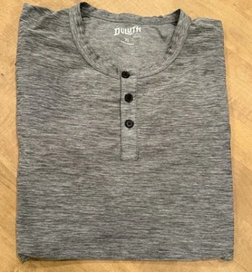 Duluth Trading Shirt Mens XL Gray Henley Button Short Sleeve - Picture 1 of 7