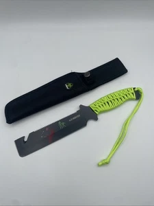Tactical ZOMBIE Green JUNGLE SURVIVAL Gut Hook Fixed Blade Hunting Knife +Sheath - Picture 1 of 8
