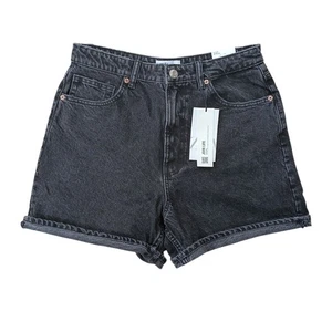 New ZARA Black Mom Fit Bermuda Jean Shorts Size 10 - Picture 1 of 8