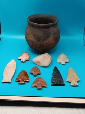 COLECCIÓN DE ARTEFACTOS DE 10 PIEZAS DEL NORTE DE FLORIDA Y GEORGIA DEL SUR AUTÉNTICA GARANTIZADA Foto 1 de 4