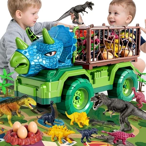 Dinosaur Cars Truck Toys for Kids 3-5 with 8 Dinosaur Figures, Activity Play Mat - Picture 1 of 12
