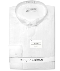 Camisa de Vestir Esmoquin Biagio Para Hombres 100% ALGODÓN Color Blanco Sólido Talla 17 32/33 - Imagen 1 de 4
