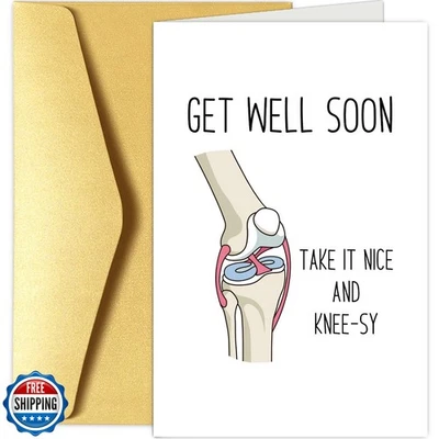 Chenive Funny Knee Get Well Soon Card, Knee Surgery Recovery Card for Men Wom - Image 1 of 4