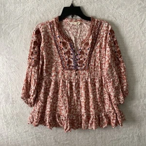 Blusa Solitaria Mujer Top Rosa Grande Floral Manga Larga Cuello en V Pullover - Imagen 1 de 9