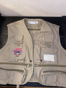 Vintage Joe Camel Fish & Game Club Mens Vest Fishing Tobacco Tan 90s Size L - Picture 1 of 13