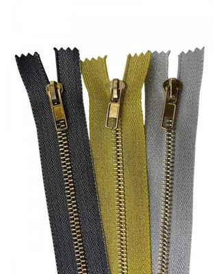 Cerniera Metallo Fissa 30 cm – Fettuccia Spigata Lurex – Catena Oro N°5 – 1 Curs - Immagine 1 di 4