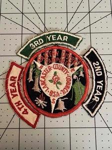LANCASTER COUNTY COUNCIL WITH ROCKERS 2ND 3RD 4TH YEARS BOY SCOUT PATCHES - Picture 1 of 1