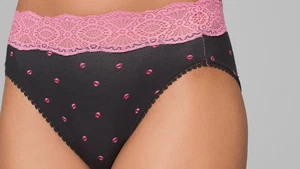 Soma Embraceable Super Soft Geo High Leg Brief S XL Kisses Black Pink - Picture 1 of 4
