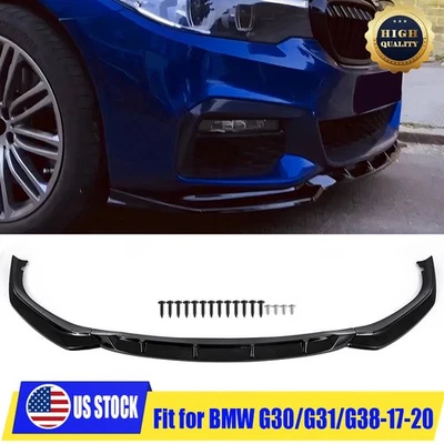 Front Bumper Lip Black For 17-20 BMW 5-Series G30 G31 G38 540i M Sport GT Style Foto 1 de 4
