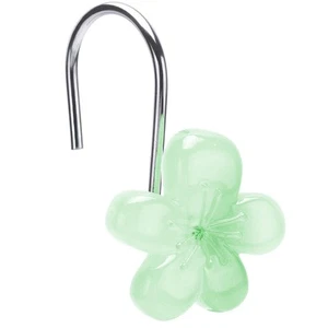 Cute Flower Shower Curtain Hooks, Glow in The Dark, Pretty Floral Themed Eleg... - Picture 1 of 5