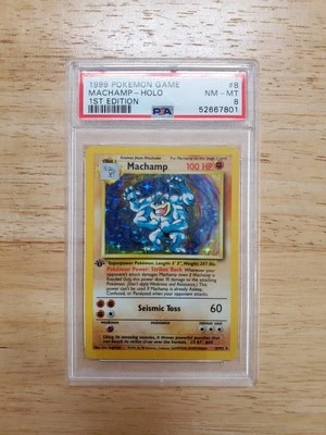 Pokemon PSA 8 NM/MINT 1999 Machamp Base Set 1st Edition Holo Card - Image 1 of 2