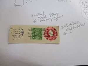 BEN FRANKLIN 1c VERTICAL COIL GREEN FACING LEFT RARE MISPERF ON 2c SQUARE 1932 - Bild 1 von 5