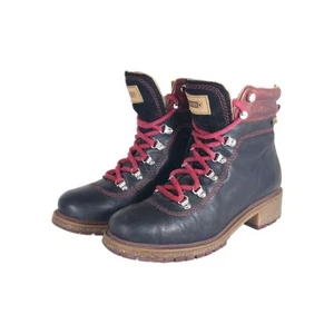 Pikolinos Women's Aspe EU39 US8,5 Black Leather Lace Up Hikers Ankle Boots - Picture 1 of 16