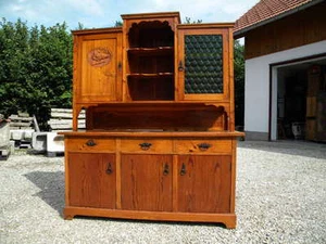 1930 jagdliches BUFFET KREDENZ BAUERNSTUBE B=161cm massiv Weichholz mit Birkhahn - Bild 1 von 1