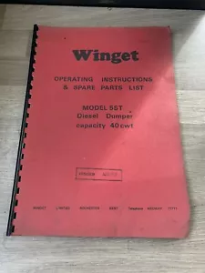 WINGET 5ST 2 TON 4X4 DUMPER OPERATING & SPARE PART MANUAL SIDE SEAT 2WD - Picture 1 of 10
