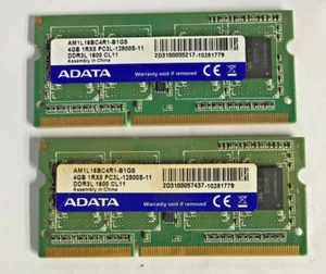 ADATA 8 GB (2x4GB) DDR3 SODIMM AM1L16BCR1-B1GS PC3L-12800S-11 #R2070 - Bild 1 von 2
