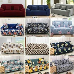 Stretch 1 2 3 4 Seater Sofa Covers Couch Chair Protector Solid/ Floral Slipcover - Picture 1 of 24