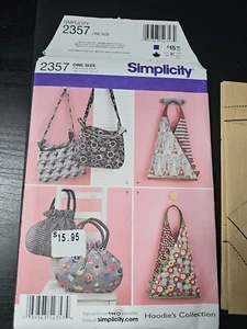 Simplicity Hoodie's Collection Pattern 2357 Reversible Purse & Sling Bag Uncut - Picture 1 of 4