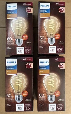 Philips 60-Watt Equivalent A19 Spiral Filament Dimmable E26 Vintage Edison LED L - Image 1 of 4