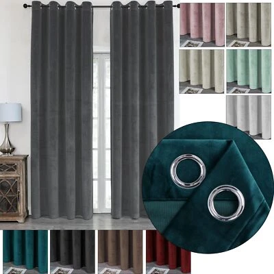 Samt Gardine Vorhang 140x245 cm mit Ösen blickdicht - Dekoschal luxuriös edel - Bild 1 von 4