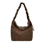 Women Strawberry Printed Shoulder Bag with Ruched Strap Female Travel Casual Bag